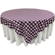 White Purple Checkered Square Overlay Tablecloth Polyester 72″ x 72″