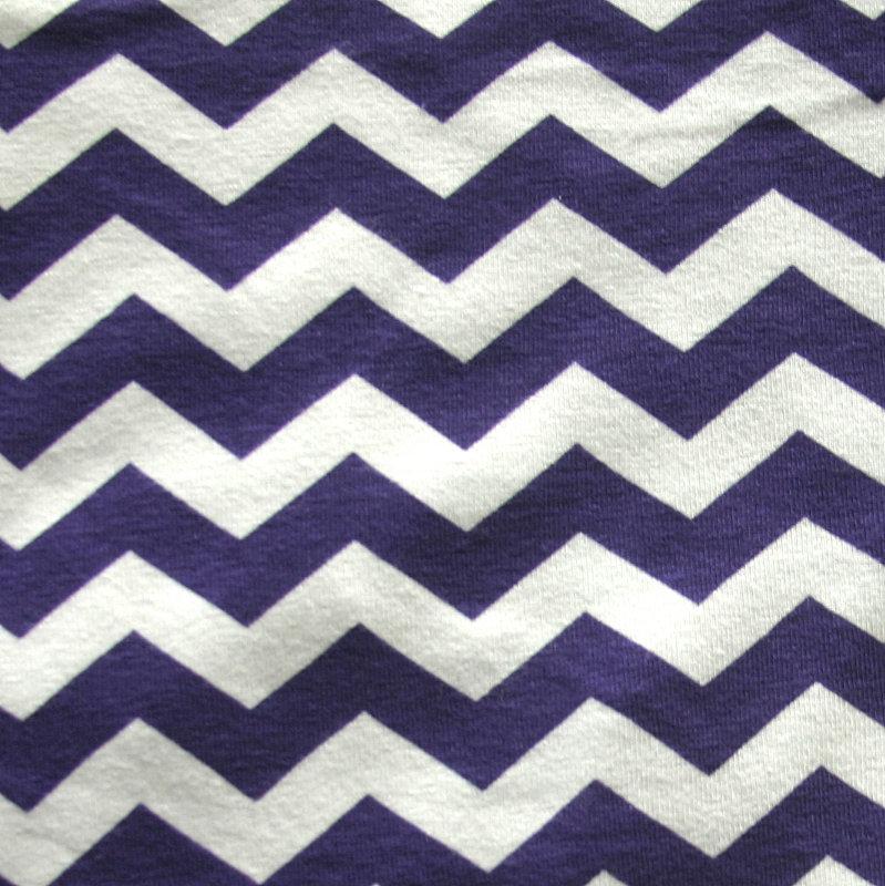 Cotton Lycra Knit Fabric Purple and White Chevrons 28 Remnant