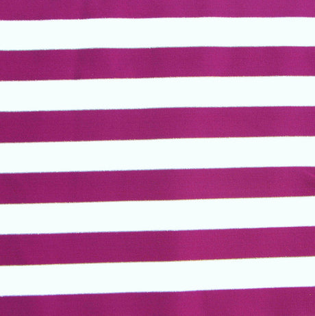 Swim Knit Purple and White Stripes with Silver and Gold Accents