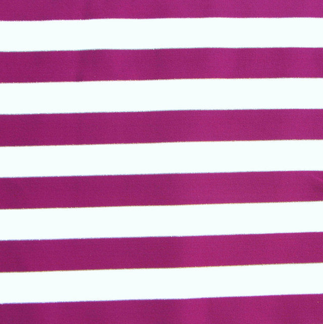 Swim Knit Purple and White Stripes with Silver and Gold Accents