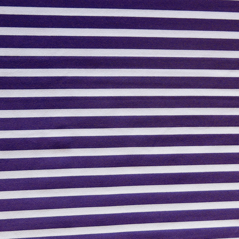 Purple and White Stripe Nylon Spandex Swim Fabric