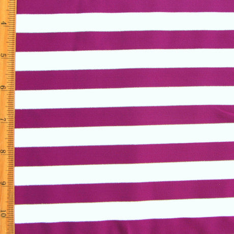 Swim Knit Purple and White Stripes with Silver and Gold Accents