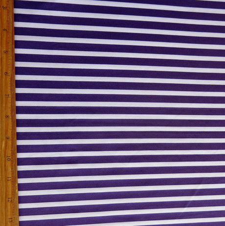 Purple and White Stripe Nylon Spandex Swim Fabric