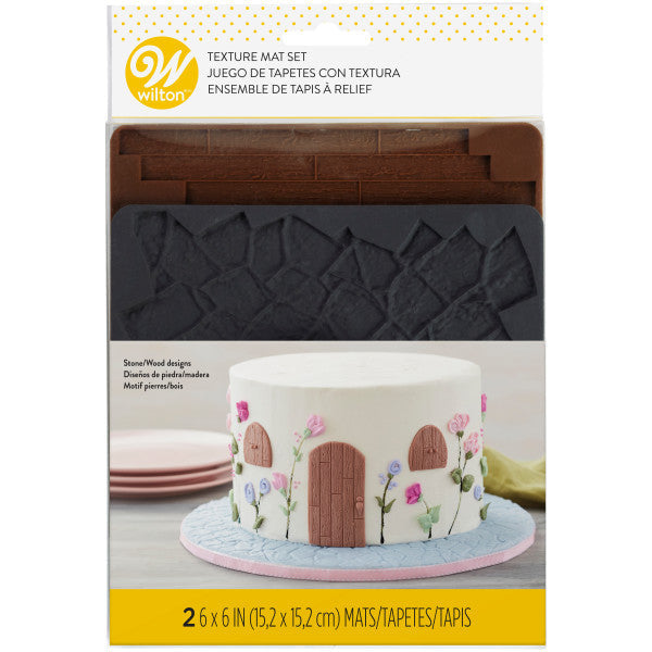 Wilton Wood Panel and Stone Texture Silicone Mat Set For Fondant and Gum Paste – 2 Piece