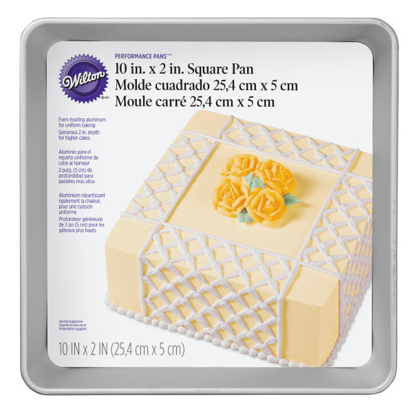Wilton Performance Pans Aluminum Square Cake and Brownie Pan, 10-Inch 10x10x2"