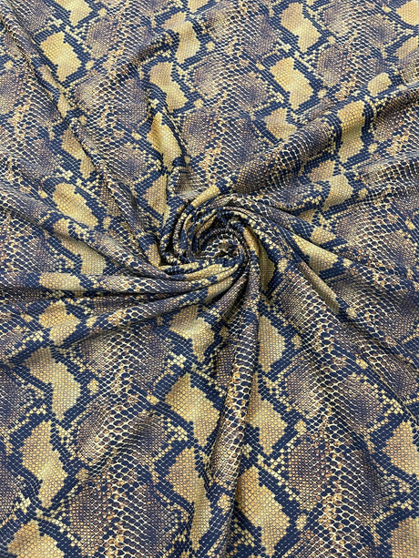 Python Snake Print Nylon Spandex Fabric - Digital Snake Skin Print, 58" Width (1 Yard)