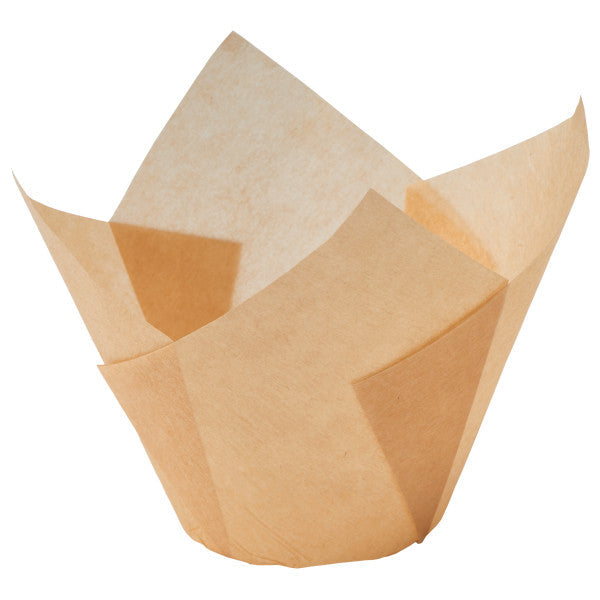 Light Brown Natural Tulip Baking Cups – Cupcake Muffin Liners, 100 Count