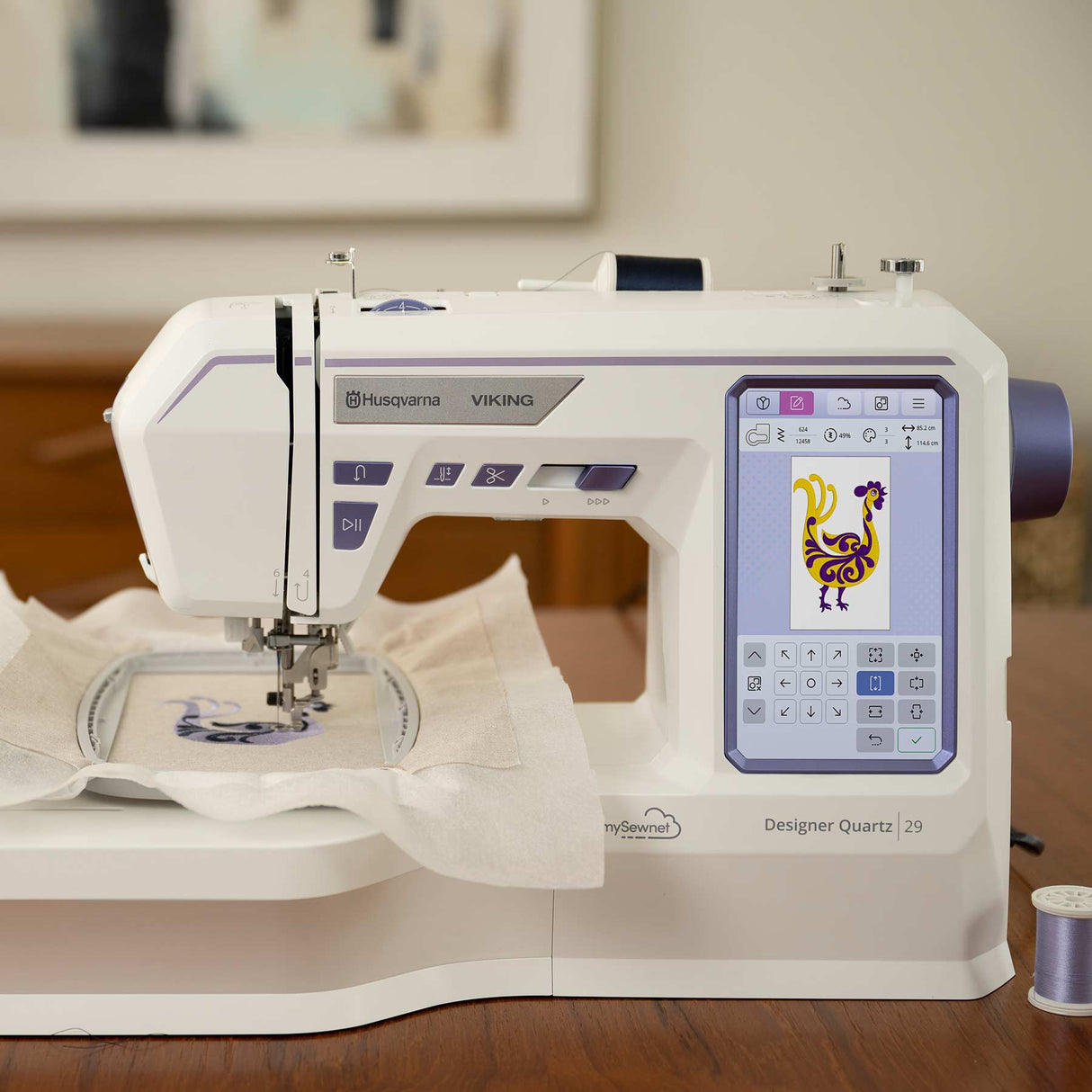 Husqvarna Viking Designer Quartz 29 Sewing Embroidery Machine - 250 Stitches, 180 Embroidery Designs, 7" Color Touch Screen (1 Unit)
