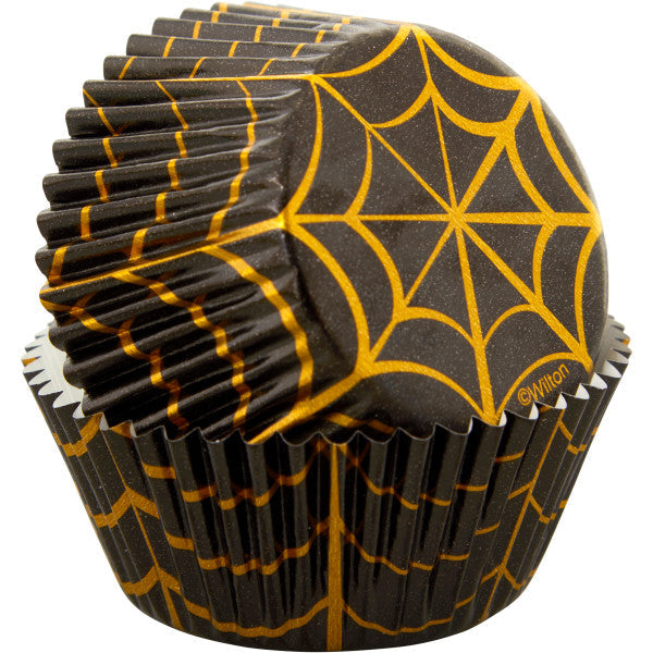 Wilton Gold Foil Spider Web Standard Halloween Cupcake Liners, 24-Count