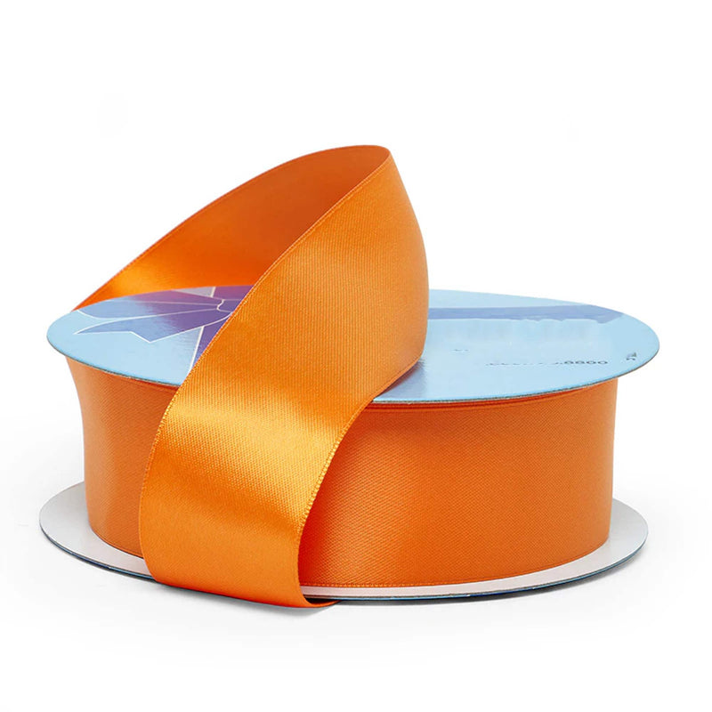 Deep Color Satin Ribbon – Soft Fabric Feel 5/8 '' X 100 yd Single Faced 1 / roll Tangerine