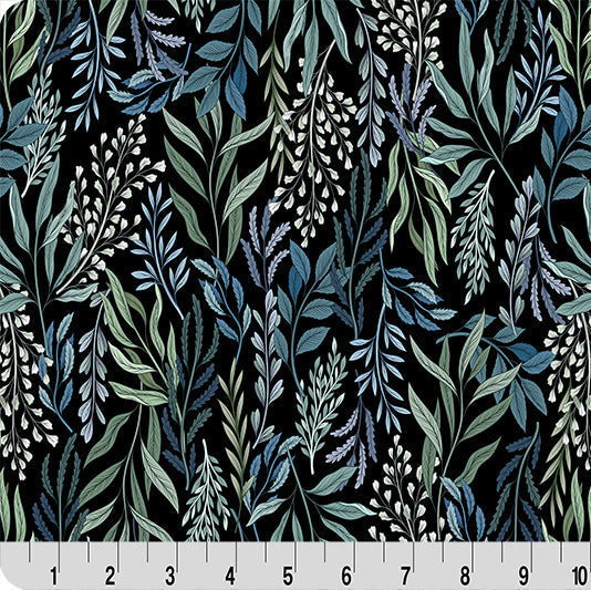 Quilting Cuddle Fabric Black Whispering Blooms Dreamweaver