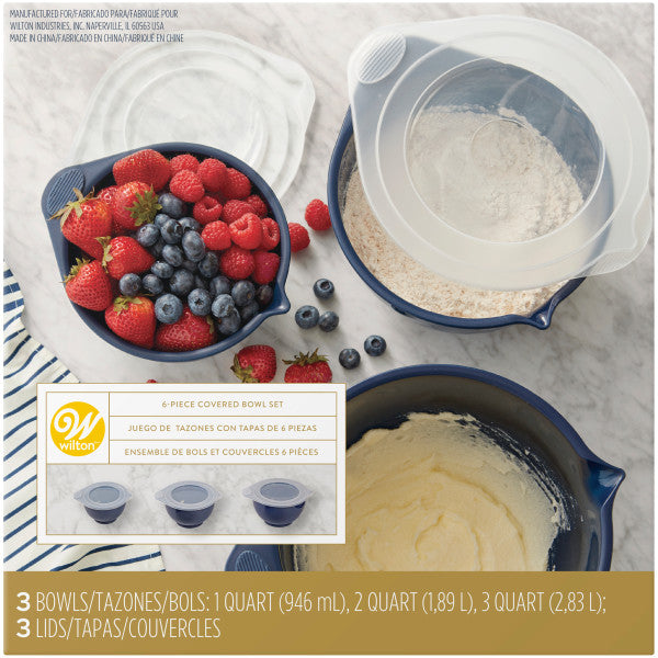 Wilton Navy Blue Covered Bowl Set, 6-Piece