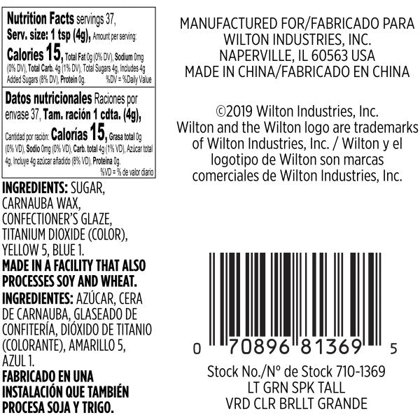 Wilton Light Green Sparkling Sugar, 5.25 oz.
