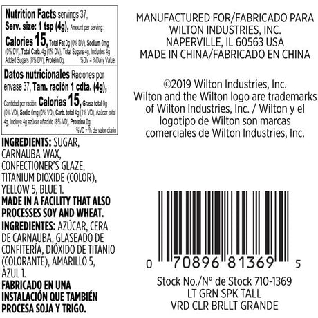 Wilton Light Green Sparkling Sugar, 5.25 oz.