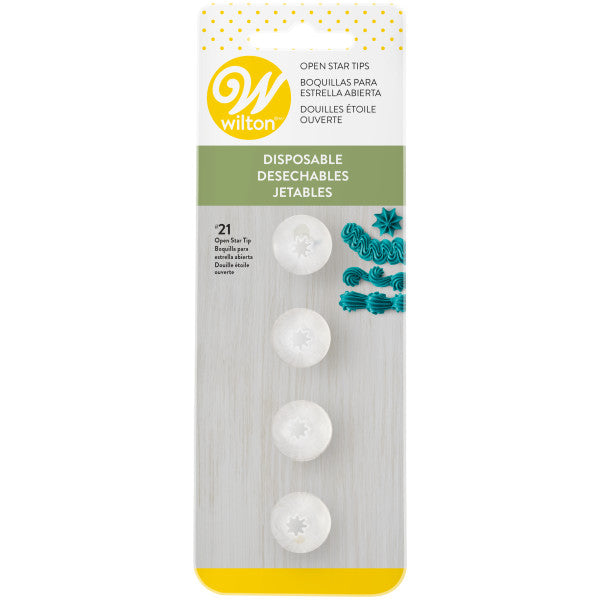 Wilton No. 21 Open Star Disposable Cake Decorating Tip Set, 4-Piece