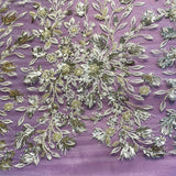 1 Yard Ivory Beaded and Sequined Lace Fabric Embroidered on 100 Percent Polyester Net Mesh 54 Inch Width