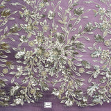 1 Yard Luxurious Beaded and Sequined Lace Fabric Embroidered on Polyester Net Mesh