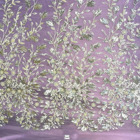 1 Yard Luxurious Beaded and Sequined Lace Fabric Embroidered on Polyester Net Mesh