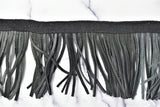 Faux Leather Fringe Trim Black 3.5 Inch