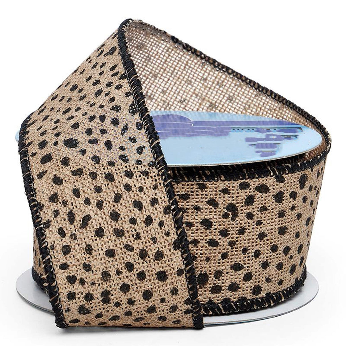Animal Print Wired Ribbon 2 1/2 '' X 10 yd Leopard Print On Burlap Color 1 / roll