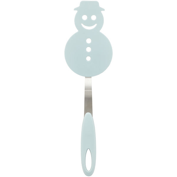 Wilton Light Blue Winter Snowman Plastic Turner or Spatula with Metal and Silicone Handle