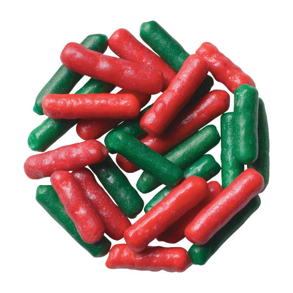 DecoPac Red and Green Jimmies Sprinkles 26 oz. handheld container