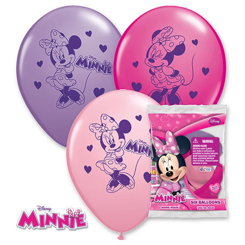 Minnie Mouse Latex Balloons 12 Inch 6 Pack