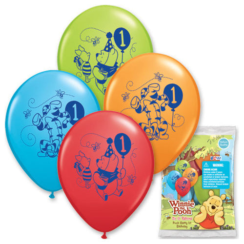 Pooh Happy 1st Birthday Latex Balloons