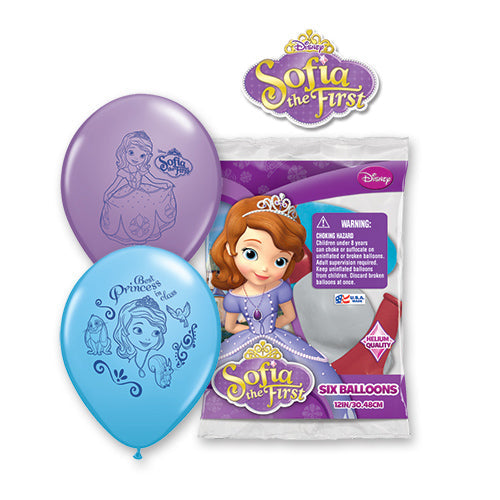 Sofia The First Latex Balloons 6 Pack