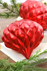 6” Red Matte Diamond - Onion Finial - Set of 2