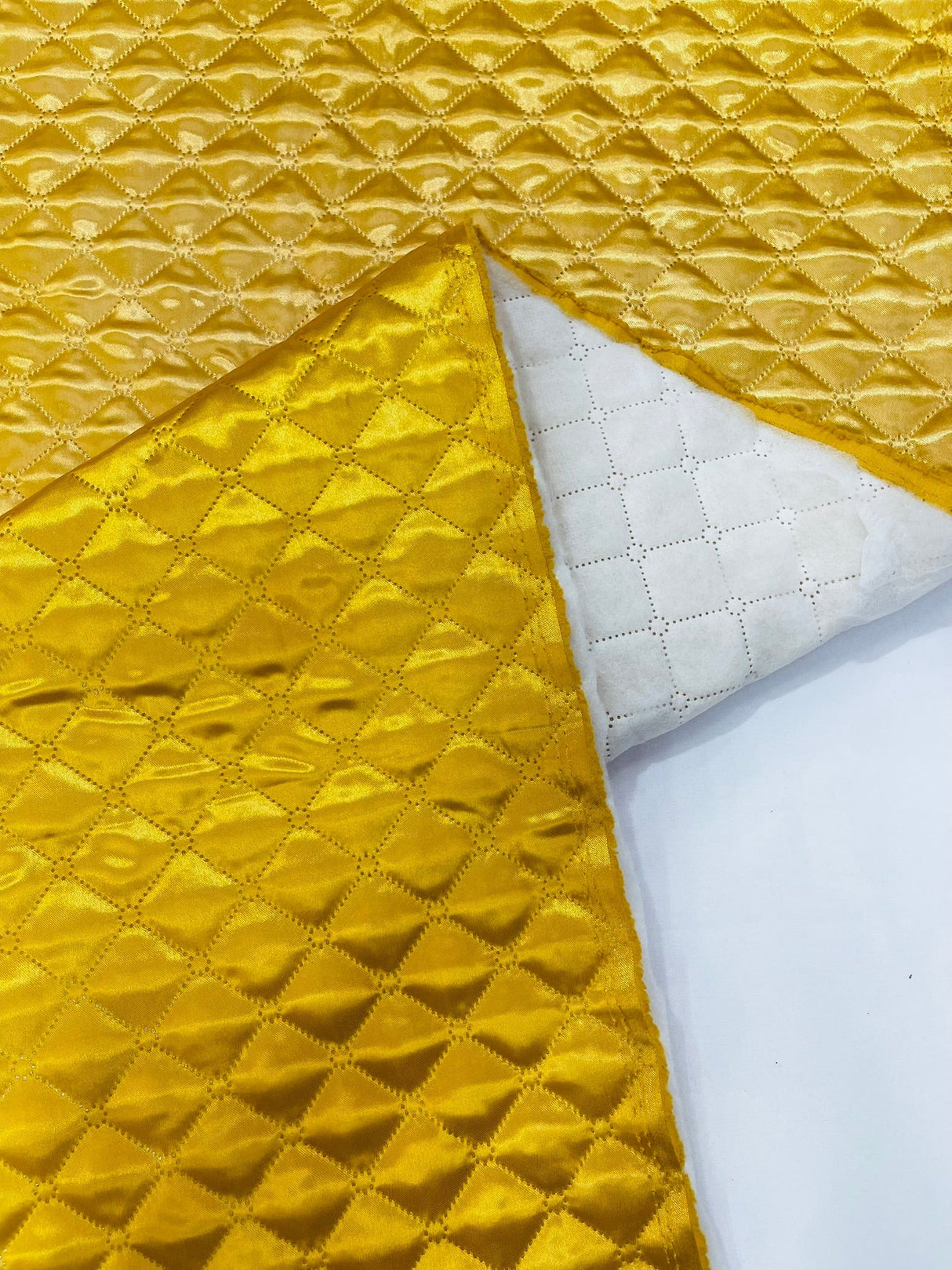 Quilted Satin Fabric - Diamond Pattern, 58" Width, 16 Oz Per Yard (1 Yard)