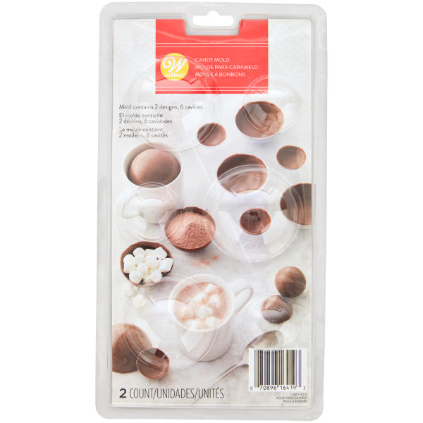 Wilton Christmas Hot Cocoa Bomb Plastic Candy Mold, 6-Cavity