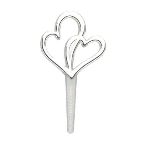 Double Heart Silver Cupcake or Cake Decorating plastic toppers 144 set