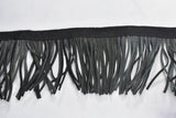 Faux Leather Fringe Trim Black 3.5 Inch