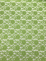 Avocado Rachelle Lace Polyester Fabric - Sheer Floral Lace, Avocado Green, 58/60" Wide (1 Yard)