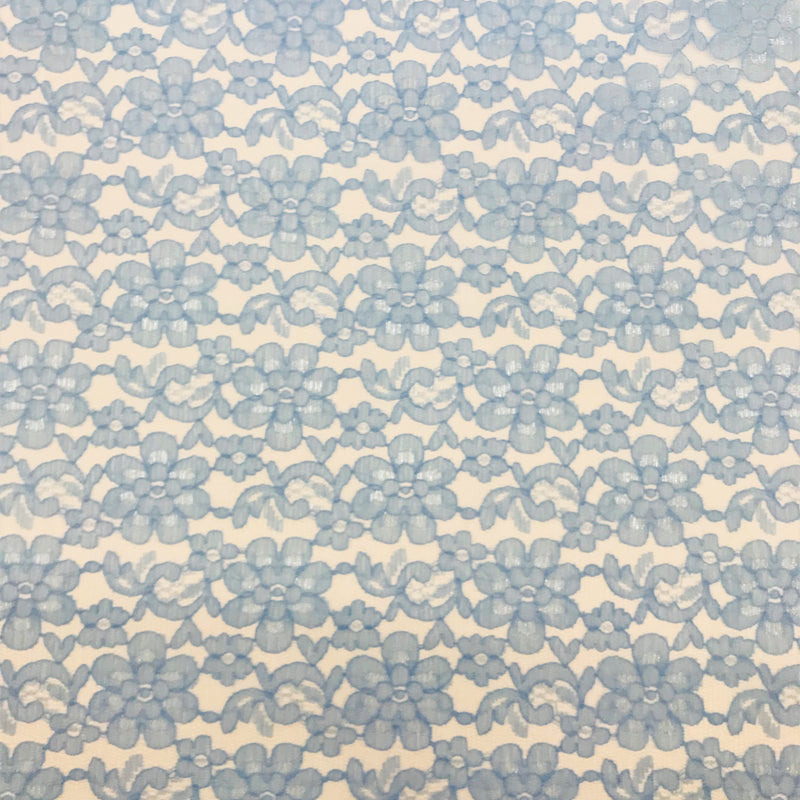 Baby Blue Rachelle Lace Polyester Fabric - Sheer Floral Lace, Baby Blue, 58/60" Width (1 Yard)