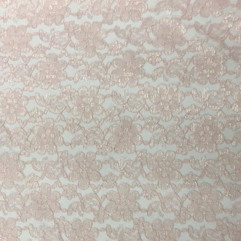 Blush Rachelle Lace Polyester Fabric - Sheer Floral Lace, Blush, 58/60" Wide