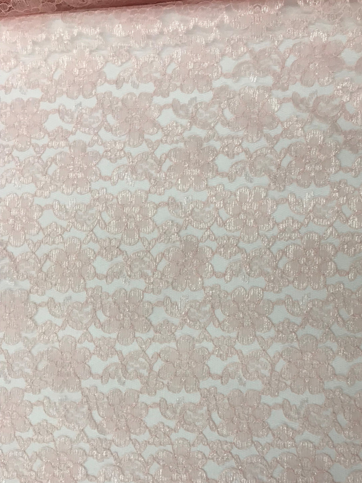 Blush Rachelle Lace Polyester Fabric - Sheer Floral Lace, Blush, 58/60" Wide