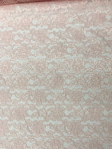 Blush Rachelle Lace Polyester Fabric - Sheer Floral Lace, Blush, 58/60" Wide