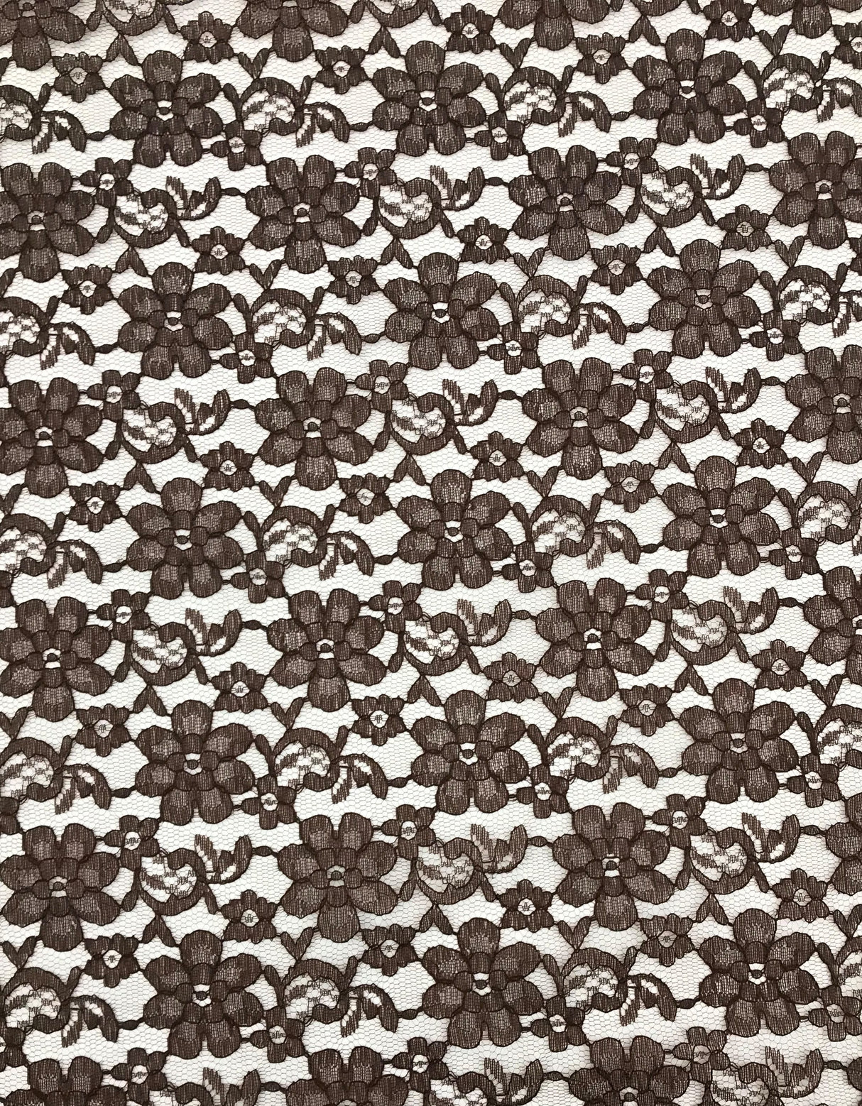 Brown Rachelle Lace Polyester Fabric - Sheer Floral Lace, Brown, 58/60" Wide (1 Yard)