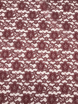 Burgundy Rachelle Lace Polyester Fabric - Burgundy Floral Lace, 58/60" Width (1 Yard)