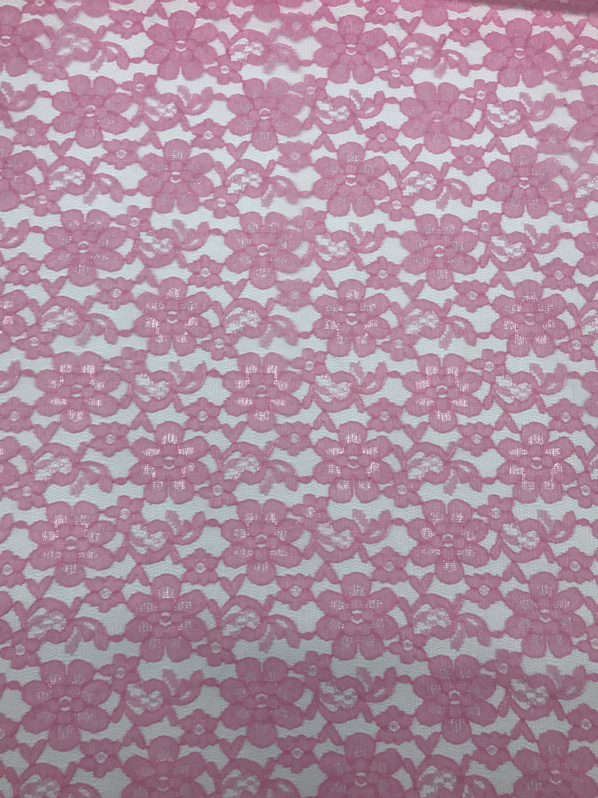 Candy Pink Rachelle Lace Polyester Fabric - Sheer Floral Lace, Candy Pink, 58/60" Wide (1 Yard)