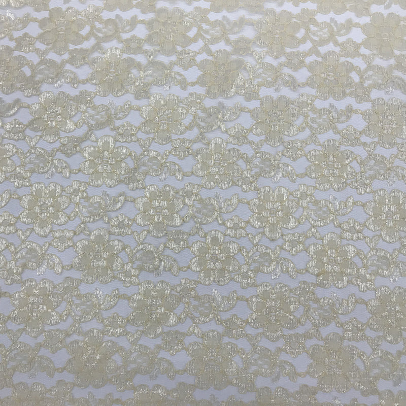 Champagne Rachelle Lace Polyester Fabric - Sheer Floral Lace, Champagne, 58/60" Wide
