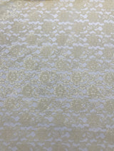 Champagne Rachelle Lace Polyester Fabric - Sheer Floral Lace, Champagne, 58/60" Wide