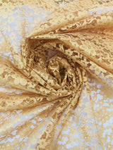 Gold Rachelle Lace Polyester Fabric - Sheer Floral Lace, Gold, 58/60" Wide (1 Yard)