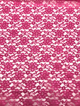 Hot Pink Rachelle Lace Polyester Fabric - Sheer Floral Lace, Hot Pink, 58/60" Wide