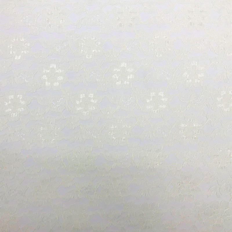 Ivory Rachelle Lace Polyester Fabric - Sheer Floral Lace, Ivory, 58/60" Wide