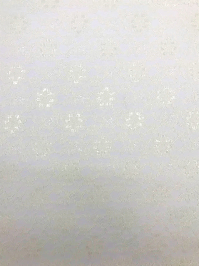 Ivory Rachelle Lace Polyester Fabric - Sheer Floral Lace, Ivory, 58/60" Wide
