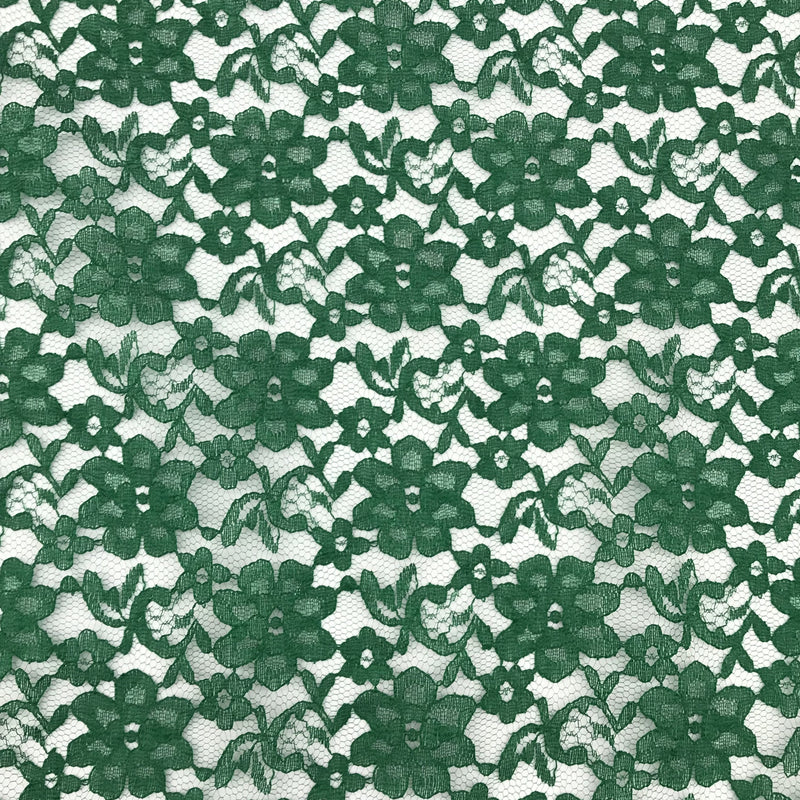 Forrest Green Rachelle Lace Polyester Fabric - Sheer Floral Lace, 58/60" Wide (1 Yard)