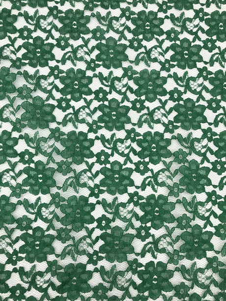 Forrest Green Rachelle Lace Polyester Fabric - Sheer Floral Lace, 58/60" Wide (1 Yard)